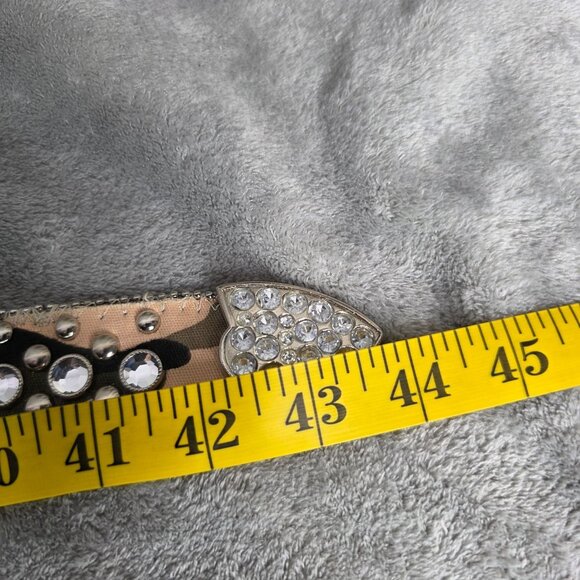 Rhinestone Studded Camouflage Genuine Leather Belt Sparkling Buckle & Tip Size M - Picture 5 of 6